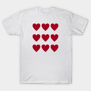 9 dark red hearts for Valentines day T-Shirt